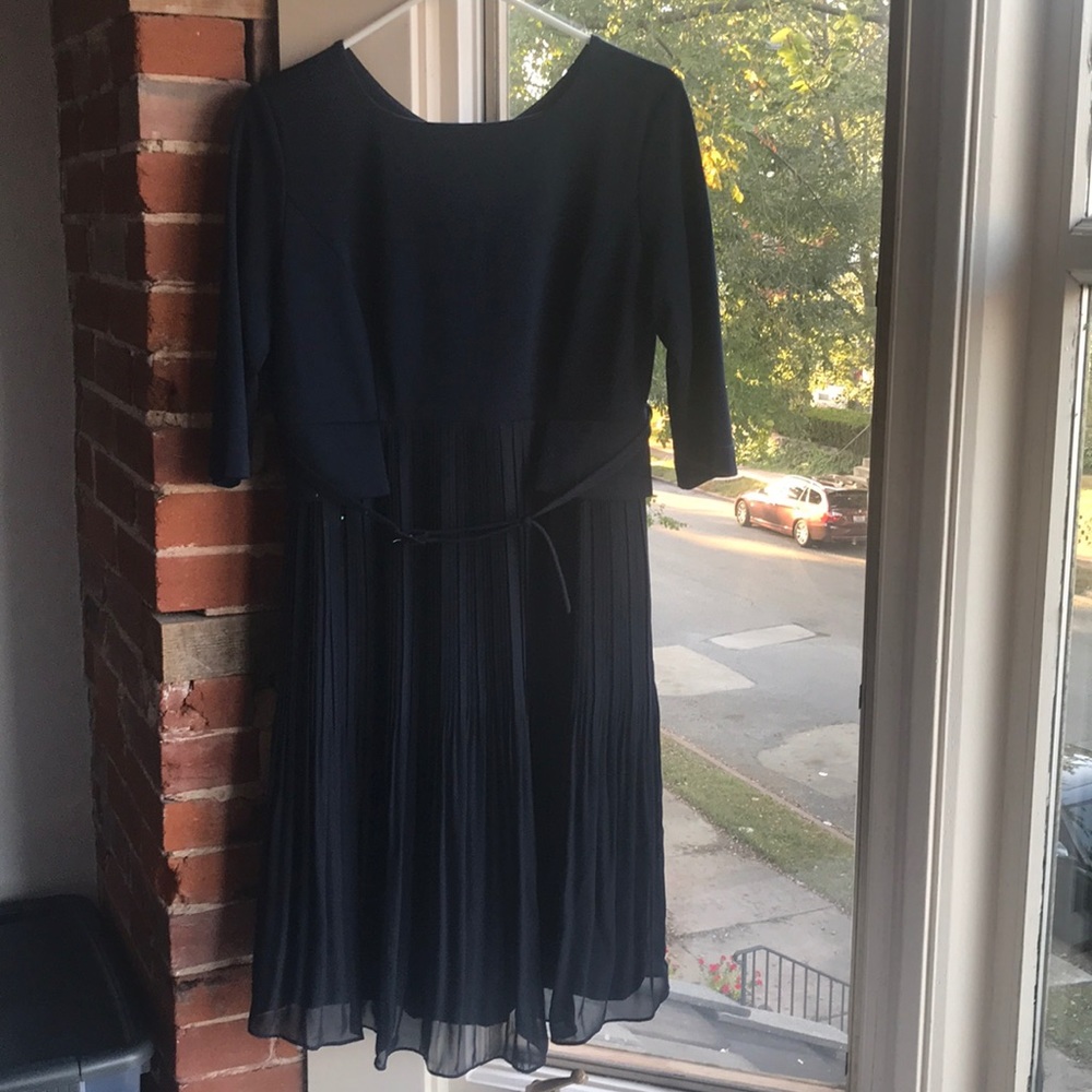 Seraphine Navy Blue Pleated Maternity Dress